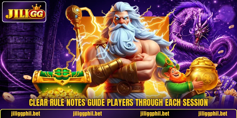 Clear rule notes guide players through each session Clear rule notes guide players through each session