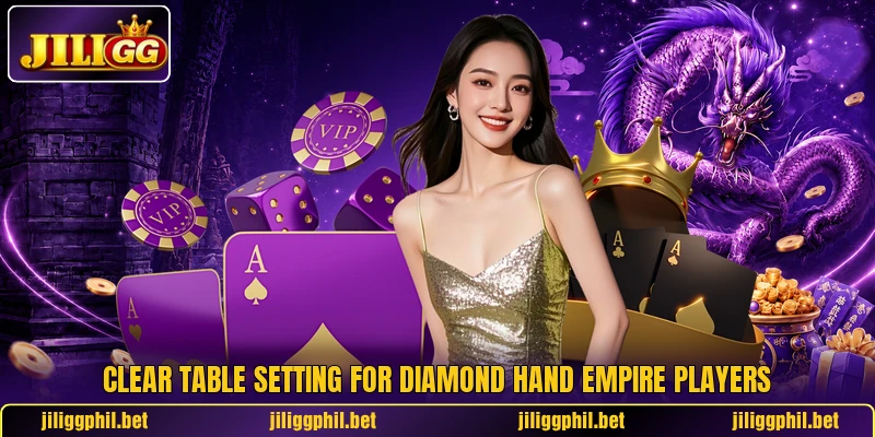 Clear table setting for Diamond Hand Empire players Clear table setting for Diamond Hand Empire players