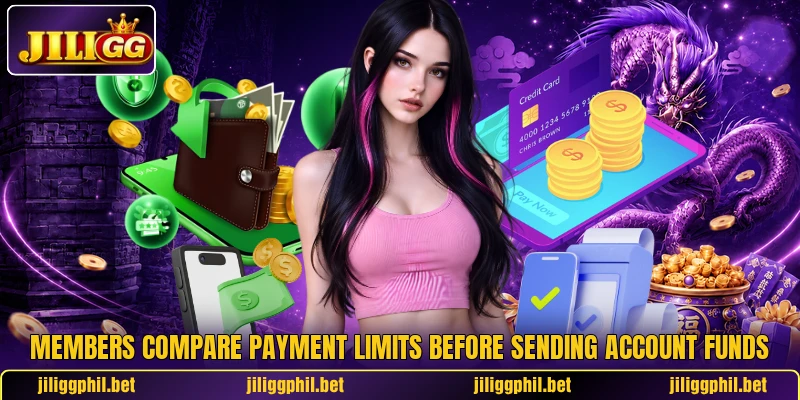 Members compare payment limits before sending account funds Members compare payment limits before sending account funds