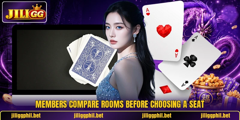 Members compare rooms before choosing a seat Members compare rooms before choosing a seat