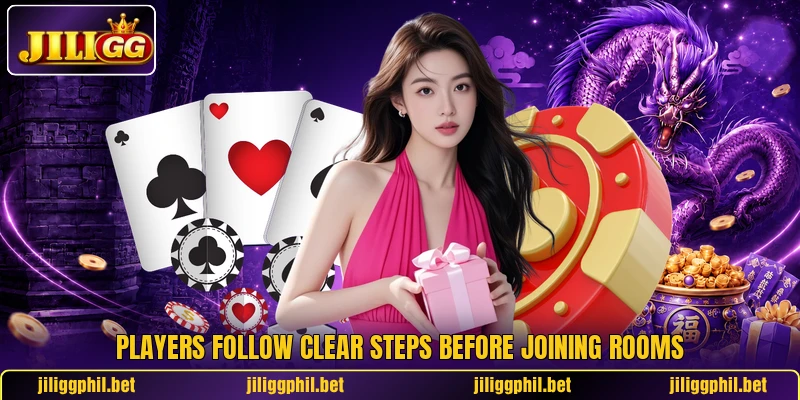 Players follow clear steps before joining rooms Players follow clear steps before joining rooms