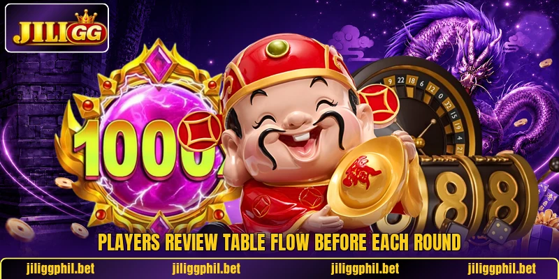 Players review table flow before each round Players review table flow before each round